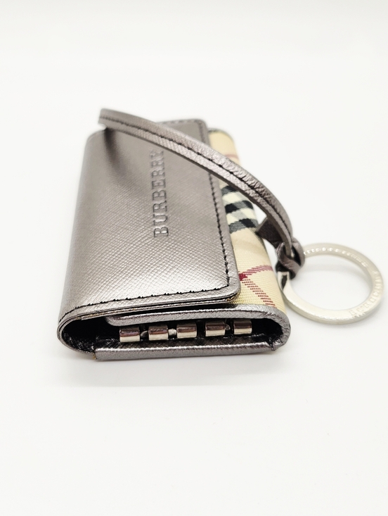 Burberry Nova Check Key Case In Silver - Picture 3 of 7